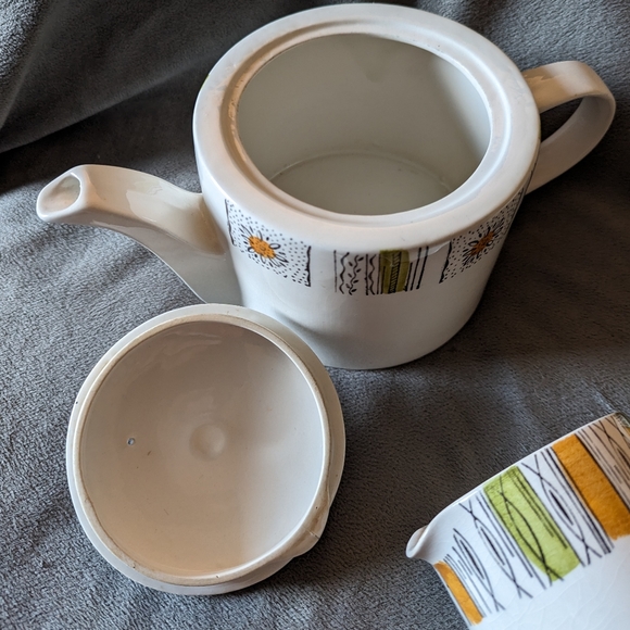 Midwinter Sienna Cream Sugar Set no Lid Teapot England Kathy Winkle - Picture 4 of 10